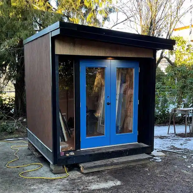 An 8'x9' office shed model under construction